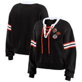 Cincinnati Bengals WEAR by Erin Andrews Women's Lace-Up Sweater - Black sale