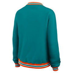 Miami Dolphins WEAR by Erin Andrews Women's Oversized Long Sleeve V-Neck Sweatshirt - Aqua for sale