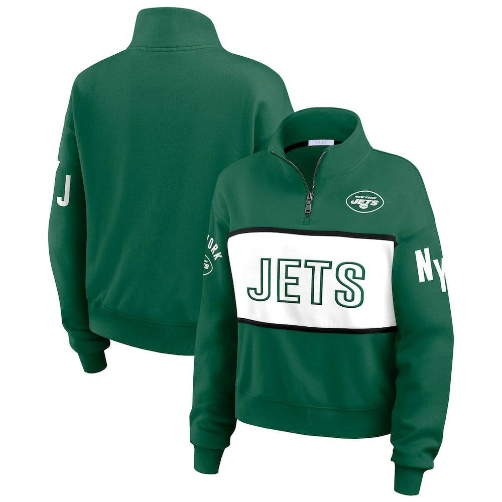 New York Jets WEAR by Erin Andrews Women's Quarter-Zip Jacket - Green online