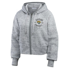 Jacksonville Jaguars WEAR by Erin Andrews Women's Speckled Fleece Cropped Full-Zip Hoodie - Heather Gray on sale