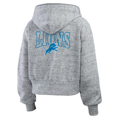 Detroit Lions WEAR by Erin Andrews Women's Speckled Fleece Cropped Full-Zip Hoodie - Heather Gray outlet