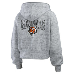 Cincinnati Bengals WEAR by Erin Andrews Women's Speckled Fleece Cropped Full-Zip Hoodie - Heather Gray online