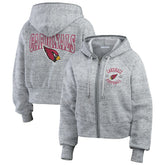 Arizona Cardinals WEAR by Erin Andrews Women's Speckled Fleece Cropped Full-Zip Hoodie - Heather Gray on sale