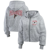 Atlanta Falcons WEAR by Erin Andrews Women's Speckled Fleece Cropped Full-Zip Hoodie - Heather Gray cheap