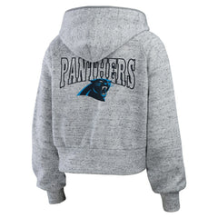 Carolina Panthers WEAR by Erin Andrews Women's Speckled Fleece Cropped Full-Zip Hoodie - Heather Gray online