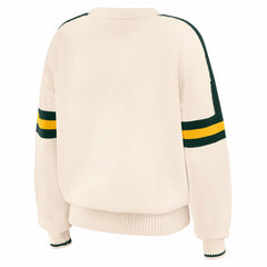 Green Bay Packers WEAR by Erin Andrews Women's Stripe Pullover Sweater - Cream discount
