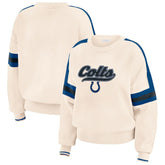 Indianapolis Colts WEAR by Erin Andrews Women's Stripe Pullover Sweater - Cream for sale
