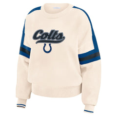 Indianapolis Colts WEAR by Erin Andrews Women's Stripe Pullover Sweater - Cream for sale
