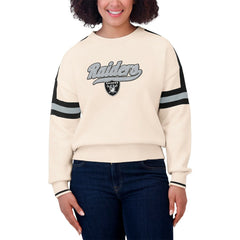 Las Vegas Raiders WEAR by Erin Andrews Women's Stripe Pullover Sweater - Cream on sale