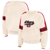 San Francisco 49ers WEAR by Erin Andrews Women's Stripe Pullover Sweater - Cream sale