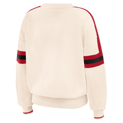 San Francisco 49ers WEAR by Erin Andrews Women's Stripe Pullover Sweater - Cream sale