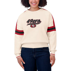 San Francisco 49ers WEAR by Erin Andrews Women's Stripe Pullover Sweater - Cream sale