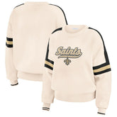 New Orleans Saints WEAR by Erin Andrews Women's Stripe Pullover Sweater - Cream online