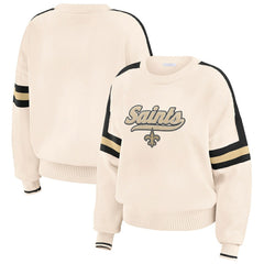 New Orleans Saints WEAR by Erin Andrews Women's Stripe Pullover Sweater - Cream online