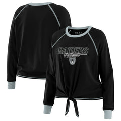 Las Vegas Raiders WEAR by Erin Andrews Women's Tie-Front Long Sleeve T-Shirt - Black online
