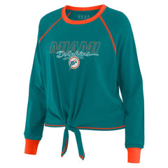 Miami Dolphins WEAR by Erin Andrews Women's Tie-Front Long Sleeve T-Shirt - Aqua outlet