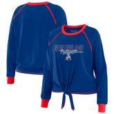 New England Patriots WEAR by Erin Andrews Women's Tie-Front Long Sleeve T-Shirt - Royal for sale