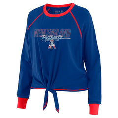 New England Patriots WEAR by Erin Andrews Women's Tie-Front Long Sleeve T-Shirt - Royal for sale