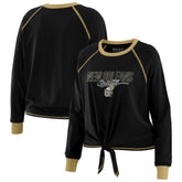 New Orleans Saints WEAR by Erin Andrews Women's Tie-Front Long Sleeve T-Shirt - Black on sale