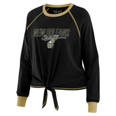 New Orleans Saints WEAR by Erin Andrews Women's Tie-Front Long Sleeve T-Shirt - Black on sale
