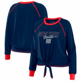 New York Giants WEAR by Erin Andrews Women's Tie-Front Long Sleeve T-Shirt - Royal discount