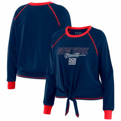 New York Giants WEAR by Erin Andrews Women's Tie-Front Long Sleeve T-Shirt - Royal discount