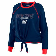 New York Giants WEAR by Erin Andrews Women's Tie-Front Long Sleeve T-Shirt - Royal discount