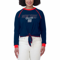 New York Giants WEAR by Erin Andrews Women's Tie-Front Long Sleeve T-Shirt - Royal discount