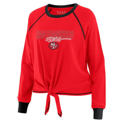 San Francisco 49ers WEAR by Erin Andrews Women's Tie-Front Long Sleeve T-Shirt - Scarlet for sale