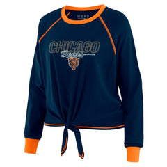 Chicago Bears WEAR by Erin Andrews Women's Tie-Front Long Sleeve T-Shirt - Navy on sale