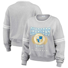 Los Angeles Chargers WEAR by Erin Andrews Women's Cropped Pullover Sweatshirt - Heather Gray online