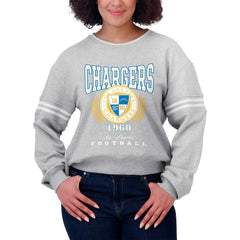 Los Angeles Chargers WEAR by Erin Andrews Women's Cropped Pullover Sweatshirt - Heather Gray online
