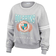 Miami Dolphins WEAR by Erin Andrews Women's Cropped Pullover Sweatshirt - Heather Gray sale