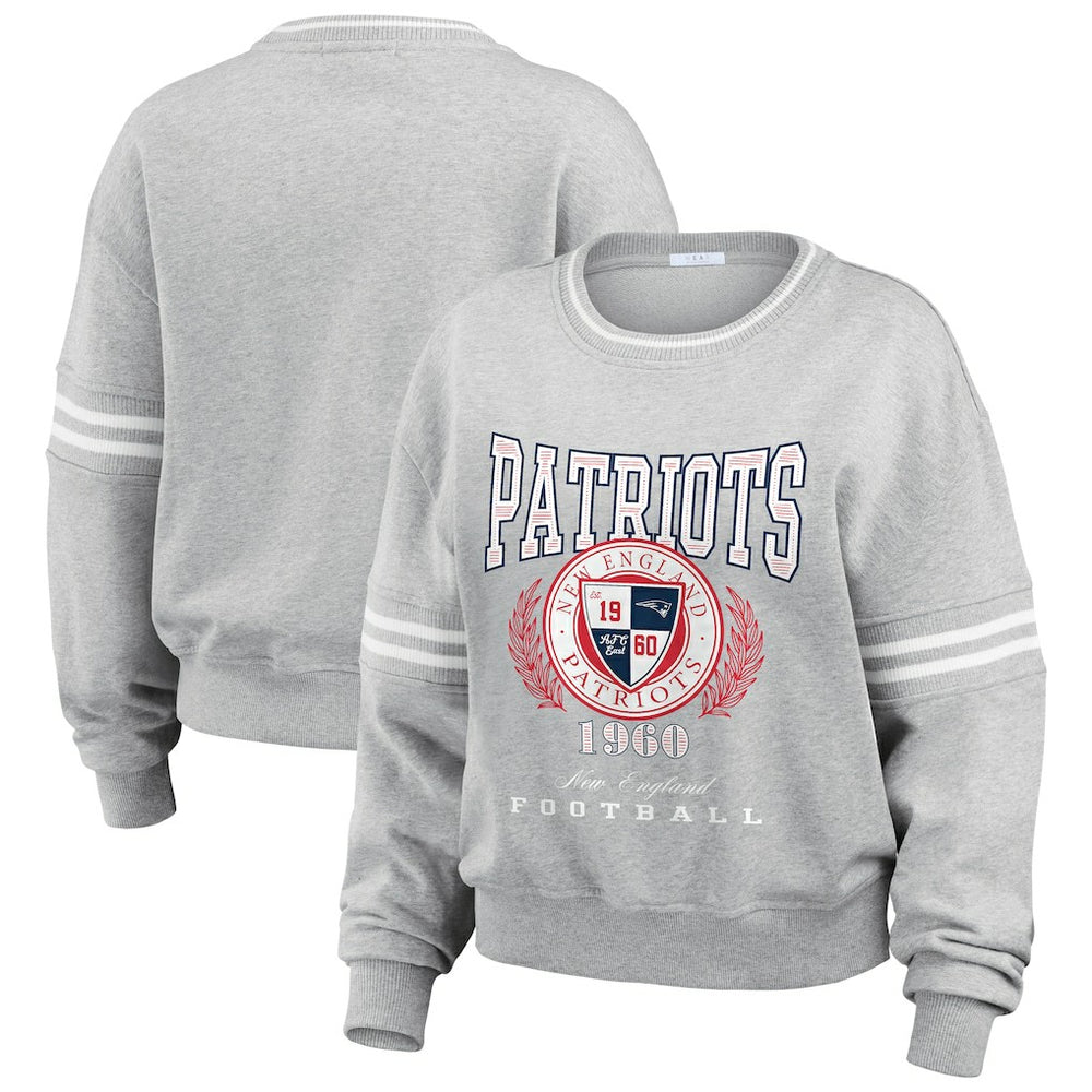New England Patriots WEAR by Erin Andrews Women's Pullover Sweatshirt - Heather Gray cheap