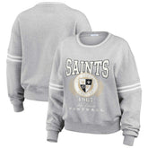 New Orleans Saints WEAR by Erin Andrews Women's Cropped Pullover Sweatshirt - Heather Gray sale