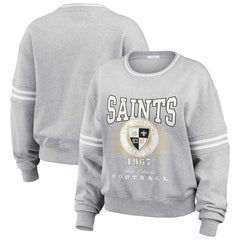 New Orleans Saints WEAR by Erin Andrews Women's Cropped Pullover Sweatshirt - Heather Gray sale