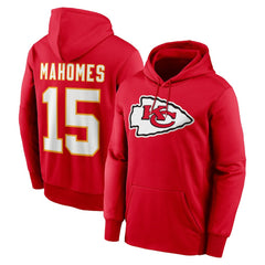 Patrick Mahomes Kansas City Chiefs Player Name & Number Therma Hoodie - Red discount