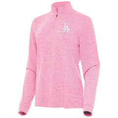 Los Angeles Dodgers Antigua Women's Mentor Lightweight Mock Neck Quarter-Zip Top Pink