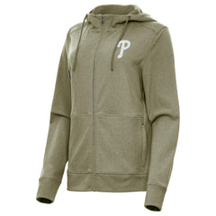 Philadelphia Phillies Antigua Women's Seeker Full-Zip Hoodie Jacket Olive