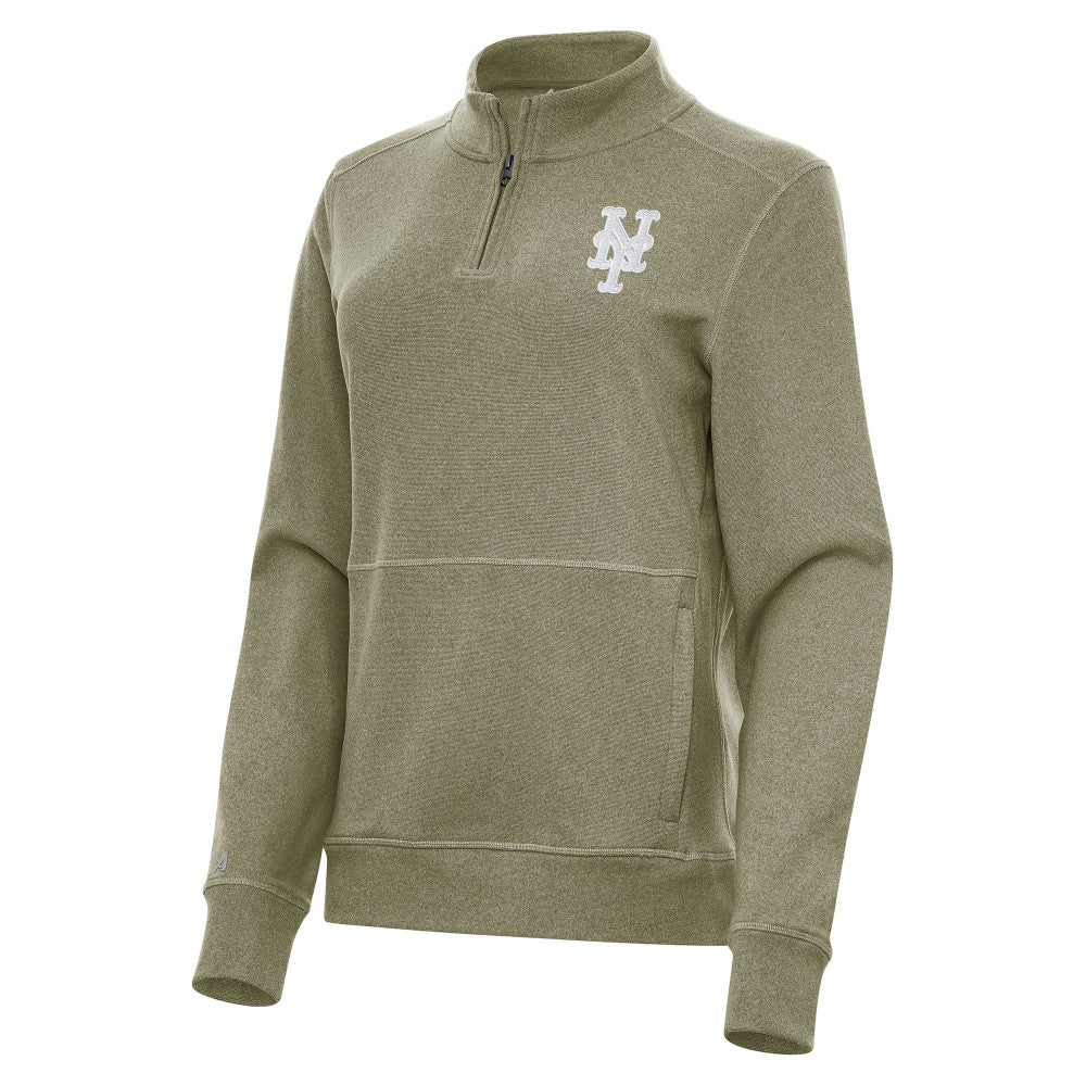 New York Mets Antigua Women's Crush Quarter-Zip Jacket Olive