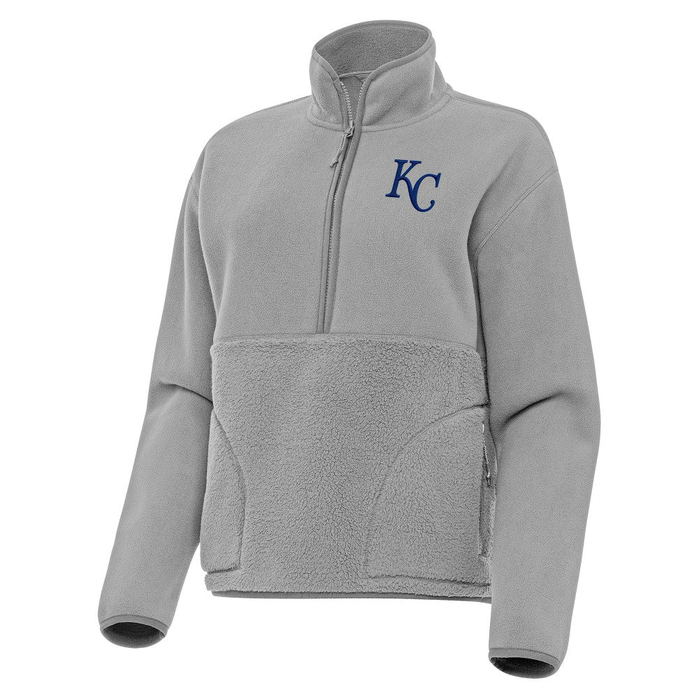 Kansas City Royals Antigua Women's Figure Half-Zip Sweatshirt Gray