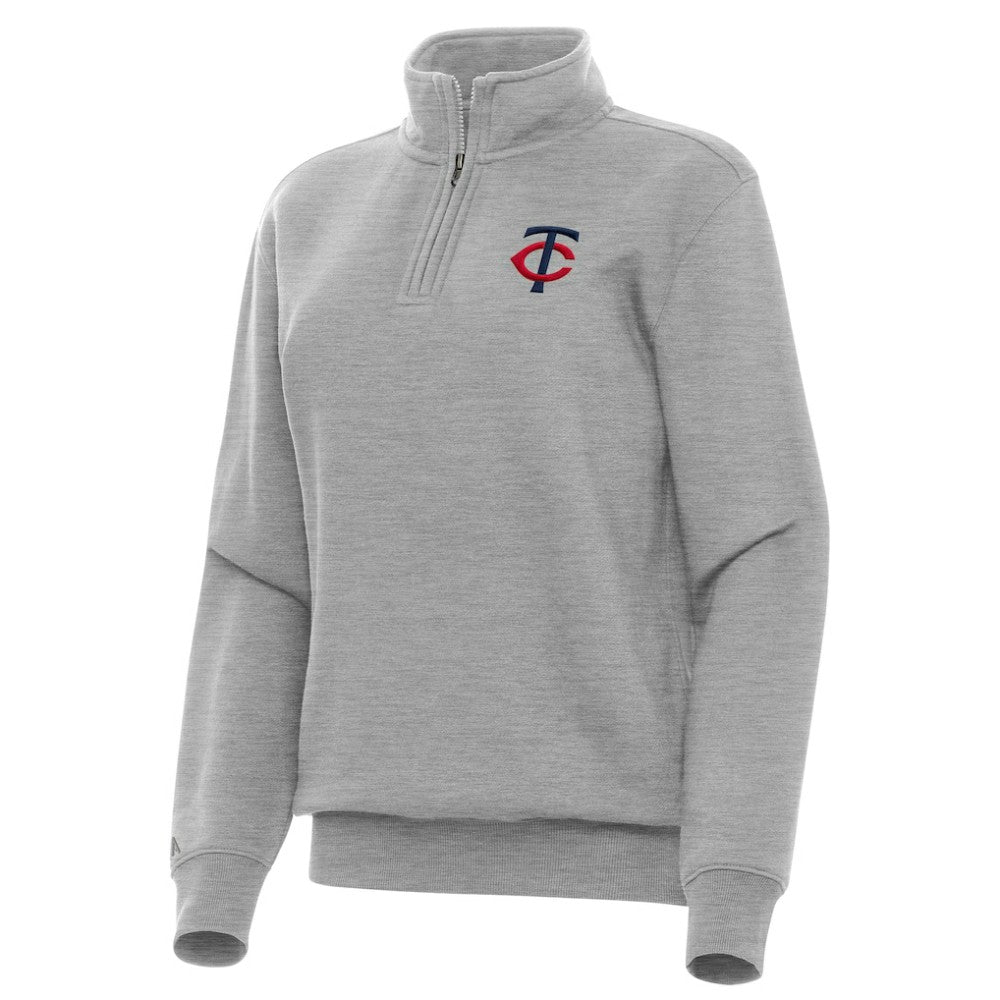 Minnesota Twins Antigua Women's Victory Quarter-Zip Sweatshirt Heather Gray