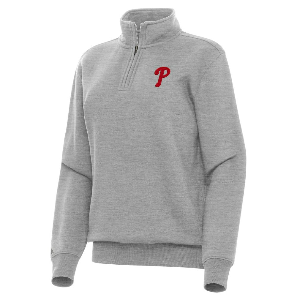 Philadelphia Phillies Antigua Women's Victory Quarter-Zip Sweatshirt Heather Gray