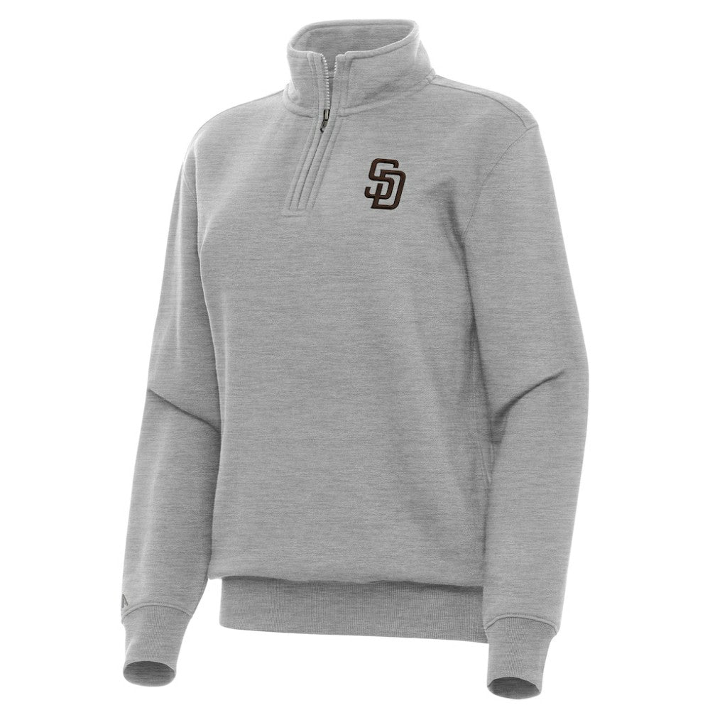 San Diego Padres Antigua Women's Victory Quarter-Zip Sweatshirt Heather Gray