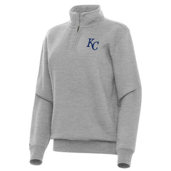 Kansas City Royals Antigua Women's Victory Quarter-Zip Sweatshirt Heather Gray