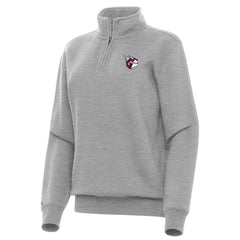 Cleveland Guardians Antigua Women's Victory Quarter-Zip Sweatshirt Heather Gray