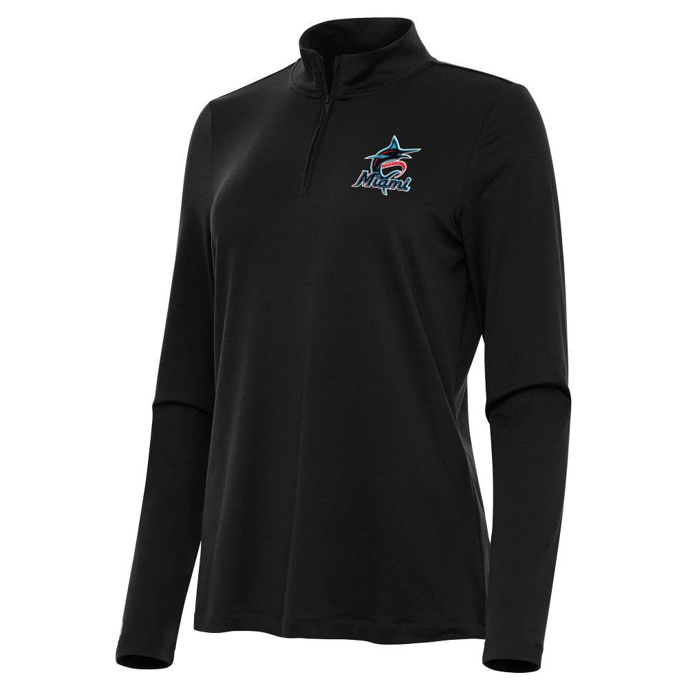 Miami Marlins Antigua Women's Reprocess Quarter-Zip Top - Black