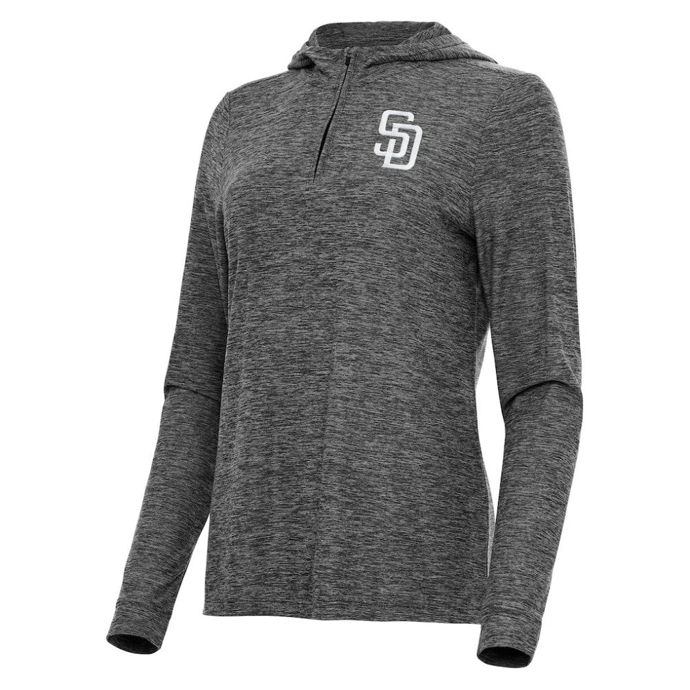 San Diego Padres Antigua Women's Daybreak Quarter-Zip Hoodie Heather Black