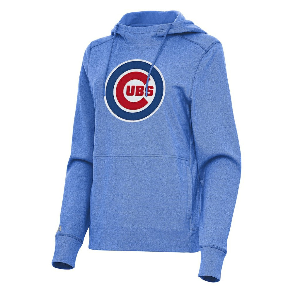 Chicago Cubs Antigua Women's Justice Pullover Hoodie Heather Light Blue
