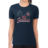 St. Louis Cardinals G-III 4Her by Carl Banks Women's Super-Slim Fit Lightweight Leopard Heart T-Shirt Navy